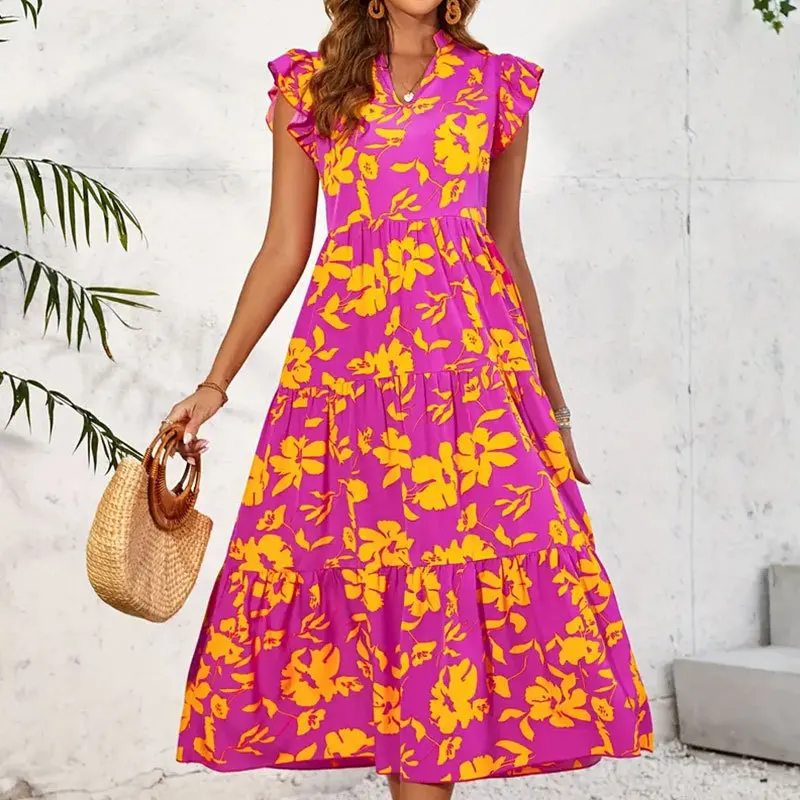 New Elegant And Romantic Long Ruffled Cake Skirt With Vacation Style Sleeveless Printed Dress
New Elegant And Romantic Long Ruffled Cake Skirt With Vacation Style Sleeveless Printed Dress
