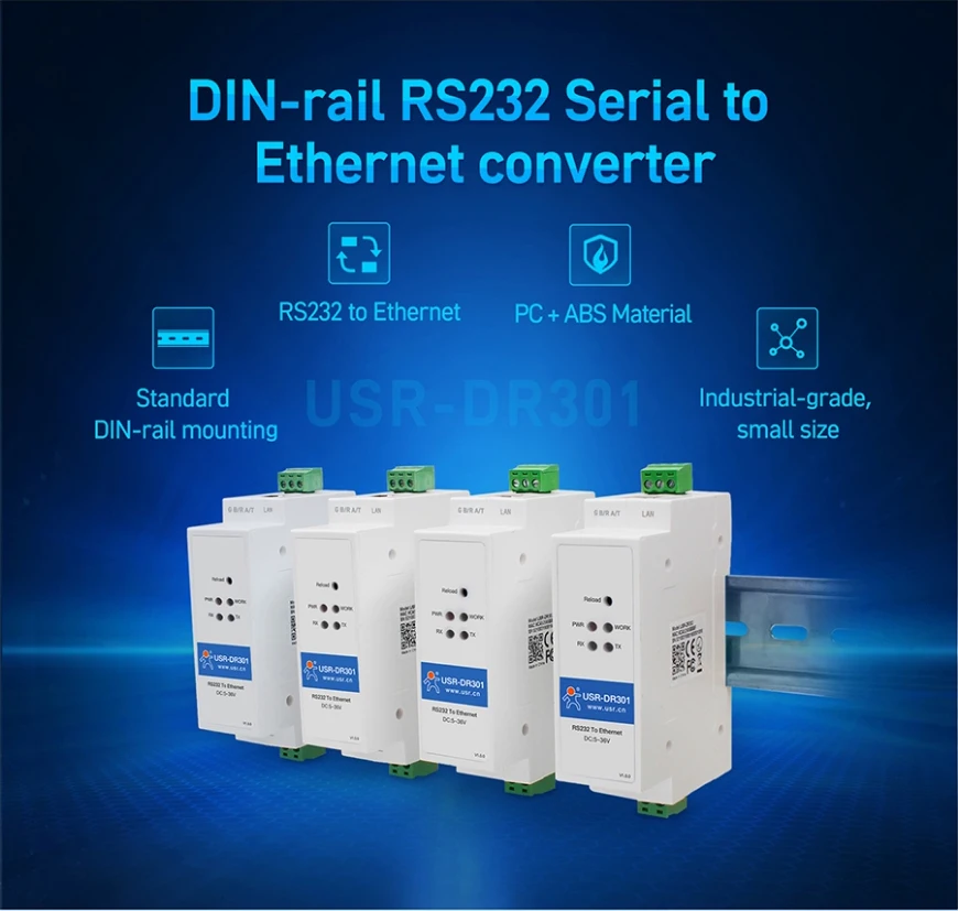 Тип терминала USR-DR301 Преобразователь последовательного в Ethernet RS232 Поддержка Modbus RTU в Modbus TCP 
Тип терминала USR-DR301 Преобразователь последовательного в Ethernet RS232 Поддержка Modbus RTU в Modbus TCP