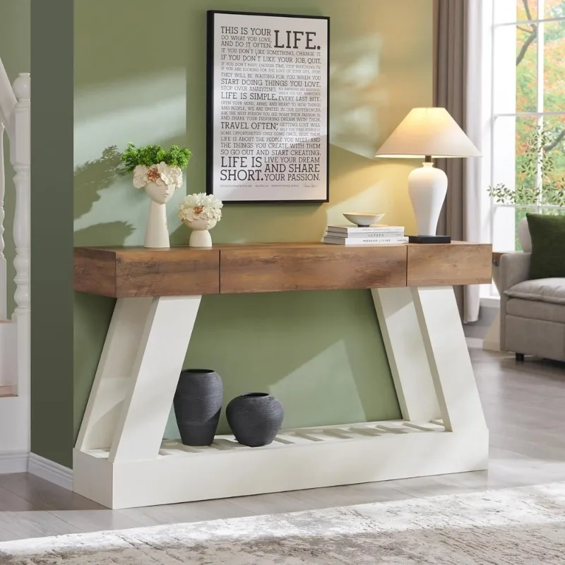 Farmhouse Entryway Table Console Table with Drawer Wooden Hallway Sofa Table for Living Room Antique White
Farmhouse Entryway Table Console Table with Drawer Wooden Hallway Sofa Table for Living Room Antique White