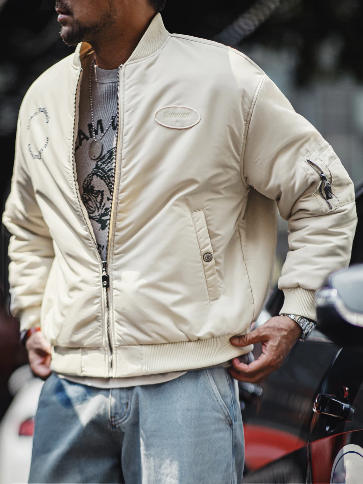 Maden American MA Pilot Jaet, хлопковое уличное теплое бейсбольное пальто, мужское осеннее модное пальто-стойка, длинная молния све
Maden American MA Pilot Jaet, хлопковое уличное теплое бейсбольное пальто, мужское осеннее модное пальто-стойка, длинная молния све