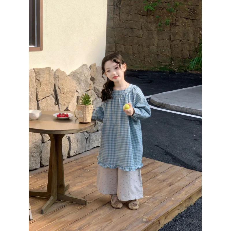 2026Spring style girls' baby lace plaid long dress, children's long-sleeved casual loose smock dress
2026Spring style girls' baby lace plaid long dress, children's long-sleeved casual loose smock dress