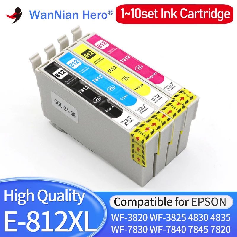 1~10set T812XL 812XL 812 T812 Compatible ink cartridge for Epson WF-3820 WF-3825 WF-4830 4835 7830 7840 WF-7845 WF-7820 EC-C7000
1~10set T812XL 812XL 812 T812 Compatible ink cartridge for Epson WF-3820 WF-3825 WF-4830 4835 7830 7840 WF-7845 WF-7820 EC-C7000