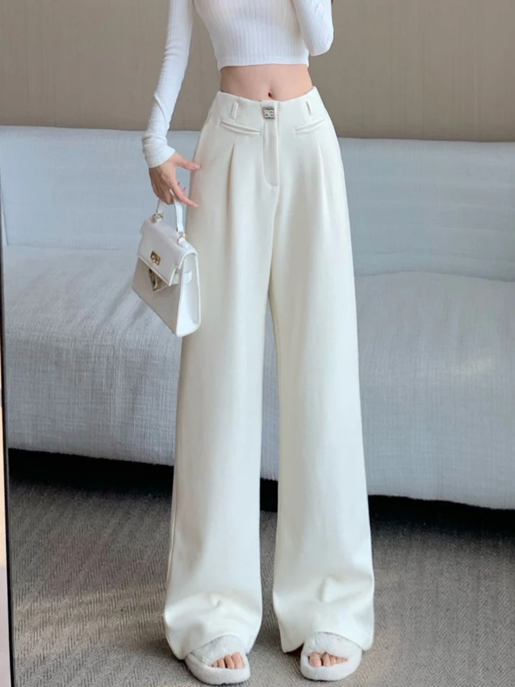Small Fragrant Style Elegant Cashmere Wide Leg Pants Women Winter Design High Waist Casual Loose Straight Legs Pants
Small Fragrant Style Elegant Cashmere Wide Leg Pants Women Winter Design High Waist Casual Loose Straight Legs Pants