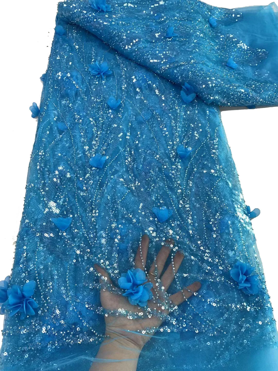 African Beaded Lace Fabric Blue High Quality Embroidery 3D Flowers French Mesh Sequins Lace Fabric Nigerian Lace Dress For Wome
African Beaded Lace Fabric Blue High Quality Embroidery 3D Flowers French Mesh Sequins Lace Fabric Nigerian Lace Dress For Wome