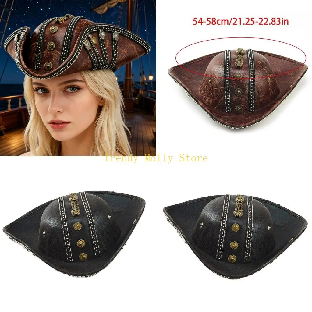 N5KB Unique Halloween Accessory Pirate Cap With Flipped Brims And Gear Detail
N5KB Unique Halloween Accessory Pirate Cap With Flipped Brims And Gear Detail