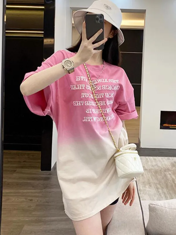 plus Size Women's T-Shirt 300 Pounds Pink Short Sleeve Loose Dyeing Design Summer Casual Fashion Street Style Top
plus Size Women's T-Shirt 300 Pounds Pink Short Sleeve Loose Dyeing Design Summer Casual Fashion Street Style Top