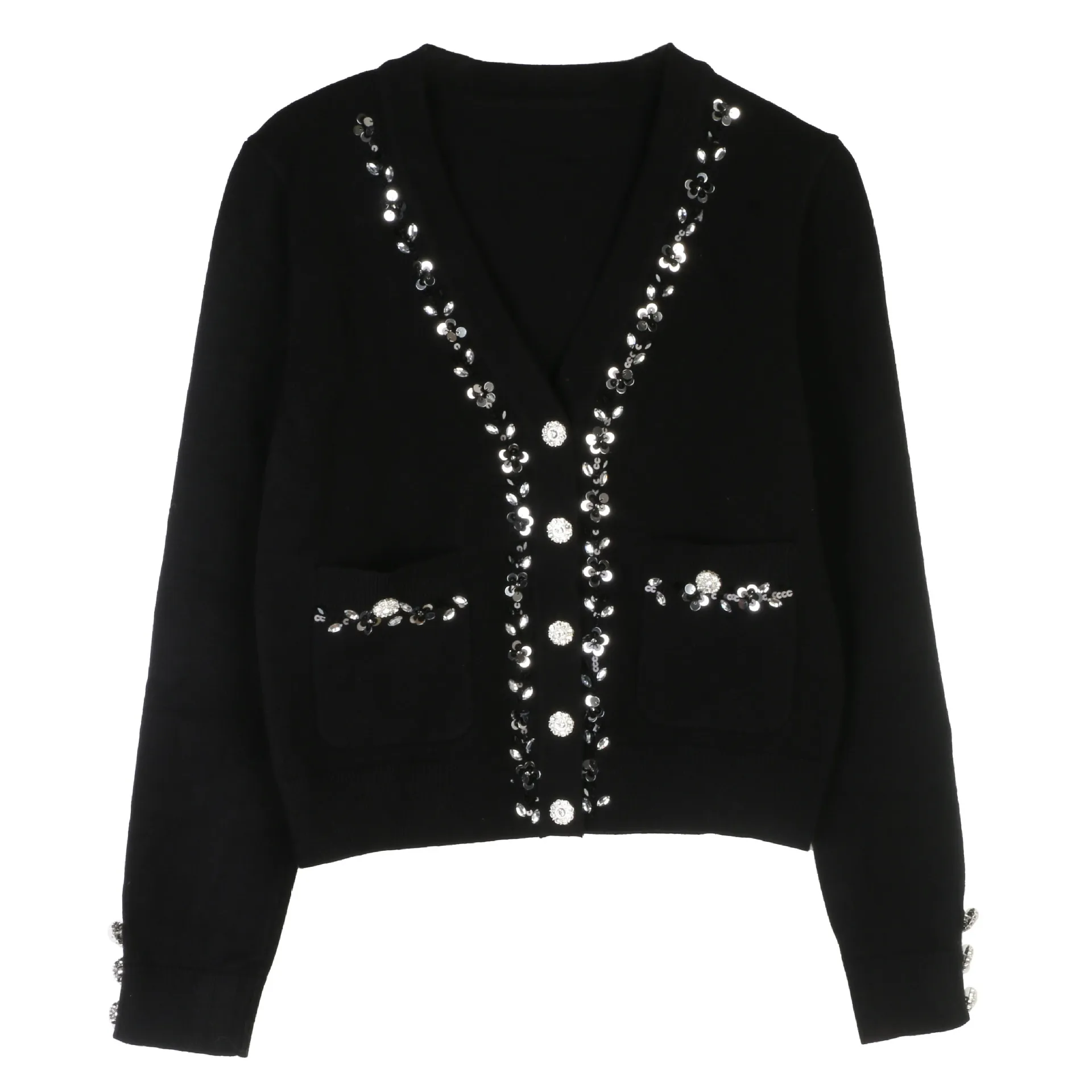 Autumn and winter women's ladylike style beaded knitted cardigan jacket V-neck sequined knitted sweater knitted cardigan
Autumn and winter women's ladylike style beaded knitted cardigan jacket V-neck sequined knitted sweater knitted cardigan