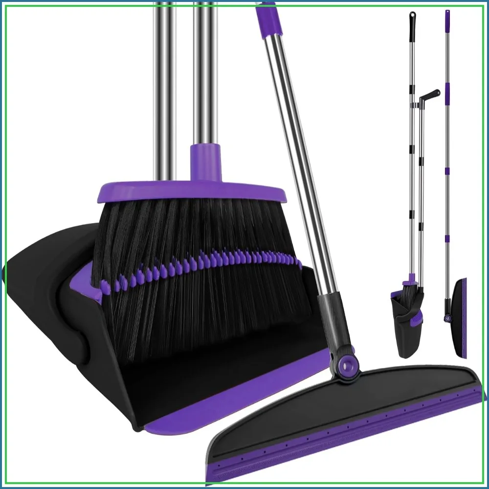 51" Long Handle Broom & Dustpan Set, Silicone Squeegee, Purple, for Pet Hair & Glass
51" Long Handle Broom & Dustpan Set, Silicone Squeegee, Purple, for Pet Hair & Glass