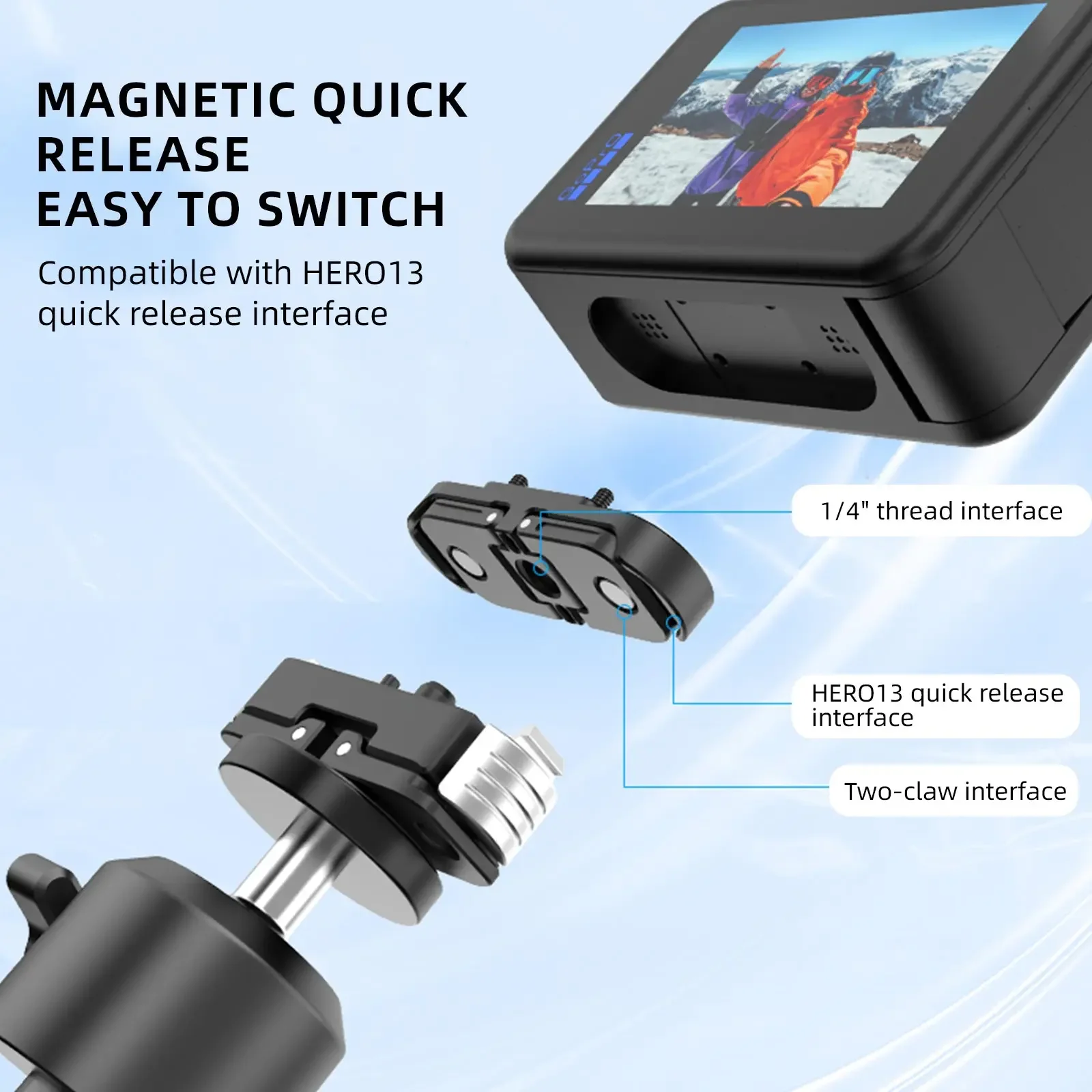 Gopro Hero 9-12 3-In-1 Quick Release Mount-Magnetic + Dual-Claws+1/4" Thread Aluminum Shockproof Base for Tripods & Accessories
Gopro Hero 9-12 3-In-1 Quick Release Mount-Magnetic + Dual-Claws+1/4" Thread Aluminum Shockproof Base for Tripods & Accessories