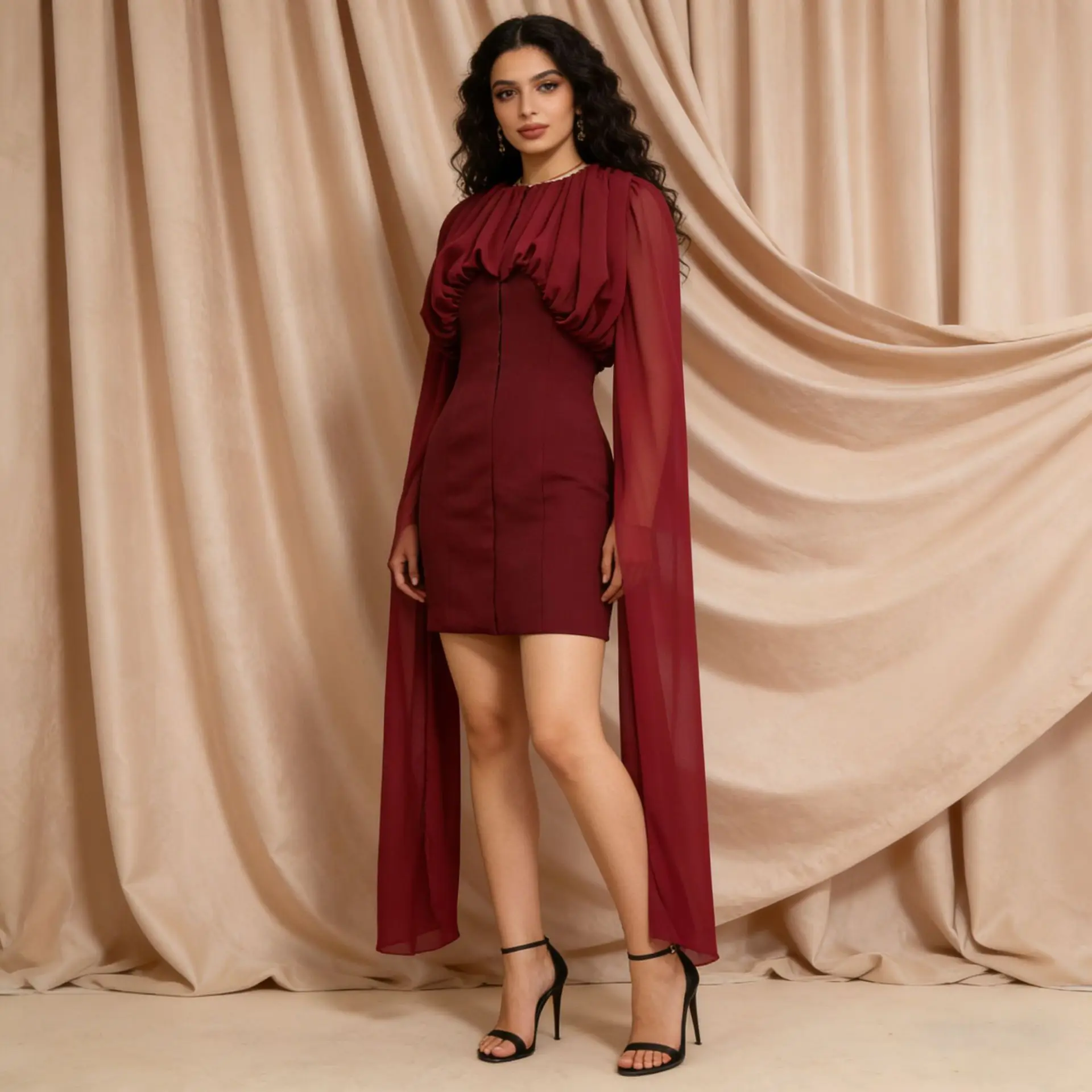 Solid Elegant Pleated Mesh Short Dress Round-neck Long Sleeve High Waist Satin Dresses 2026 New Evening Party Dinner Wear
Solid Elegant Pleated Mesh Short Dress Round-neck Long Sleeve High Waist Satin Dresses 2026 New Evening Party Dinner Wear