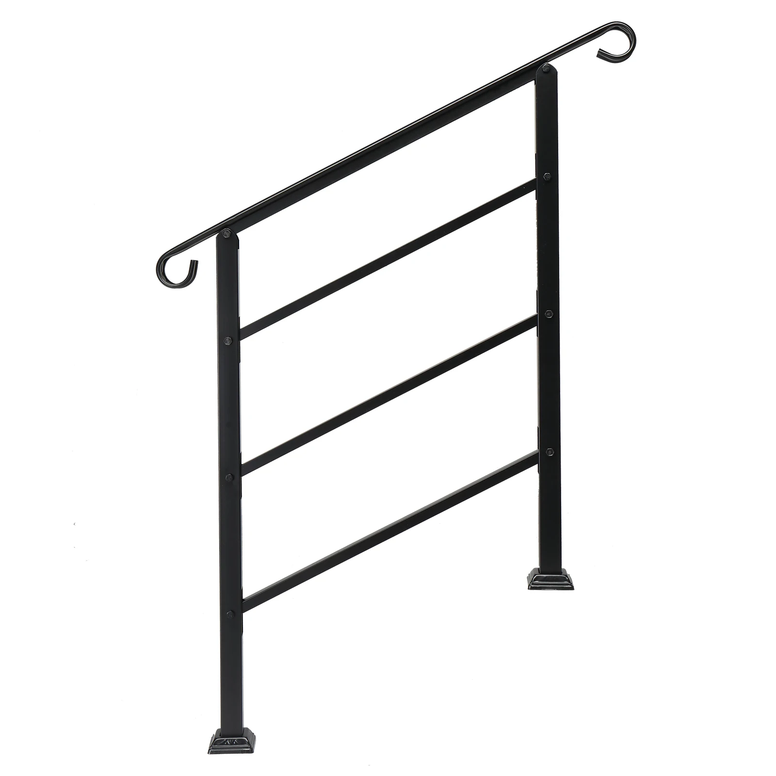 Handrails for Outdoor Steps, Wrought Iron Handrail Fits 1 or 3 Steps, Transitional Handrail with Installation Kit, Black
Handrails for Outdoor Steps, Wrought Iron Handrail Fits 1 or 3 Steps, Transitional Handrail with Installation Kit, Black