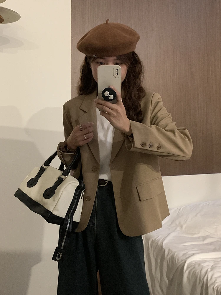 Ele Loose Fit Two Button Women's Suit Jaet Casual Commute Sle Early Autumn Trendy Streetwear Small Size
Ele Loose Fit Two Button Women's Suit Jaet Casual Commute Sle Early Autumn Trendy Streetwear Small Size