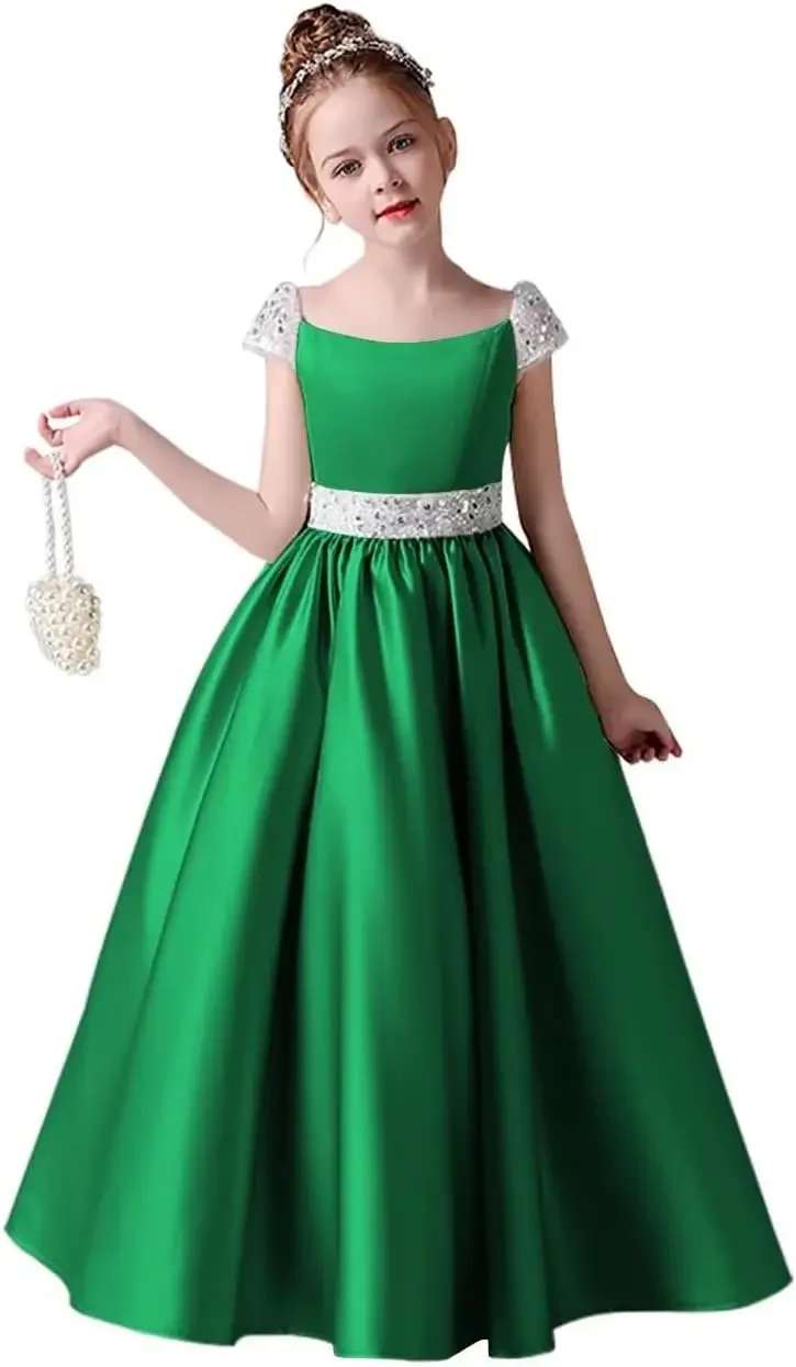 Girls Kids Pageant Dresses Satin Flower Girl Dress Cap Sleeves Ball Gown Sequin Princess Birthday Party Dress Gowns
Girls Kids Pageant Dresses Satin Flower Girl Dress Cap Sleeves Ball Gown Sequin Princess Birthday Party Dress Gowns