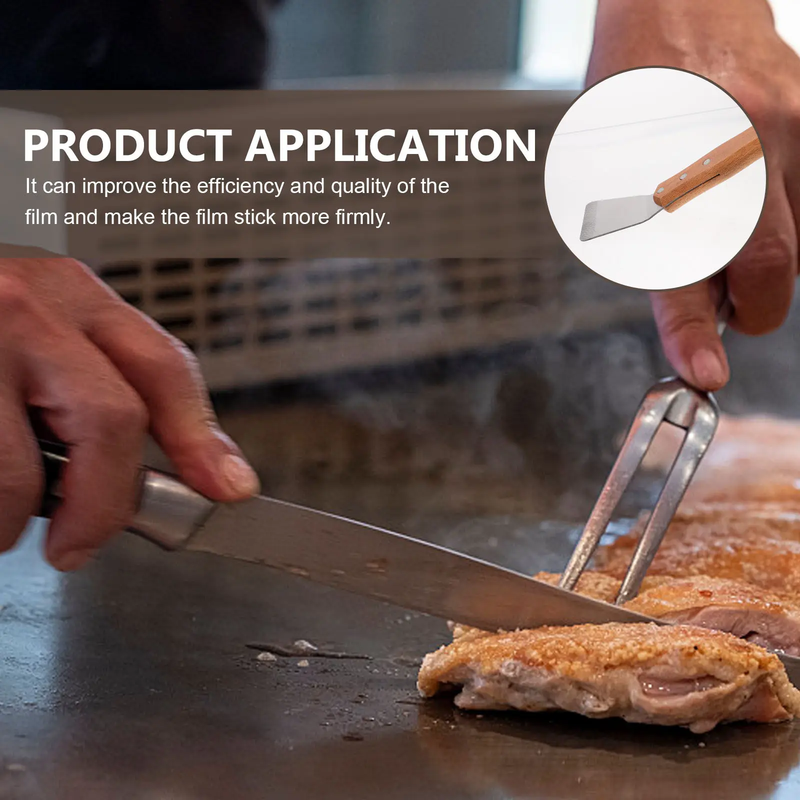 1Pcs Griddle Scraper Food-Grade Stainless Steel Blade with Ergonomic Wooden Handle for Film Sticking Teppanyaki Pizza Barbecue
1Pcs Griddle Scraper Food-Grade Stainless Steel Blade with Ergonomic Wooden Handle for Film Sticking Teppanyaki Pizza Barbecue