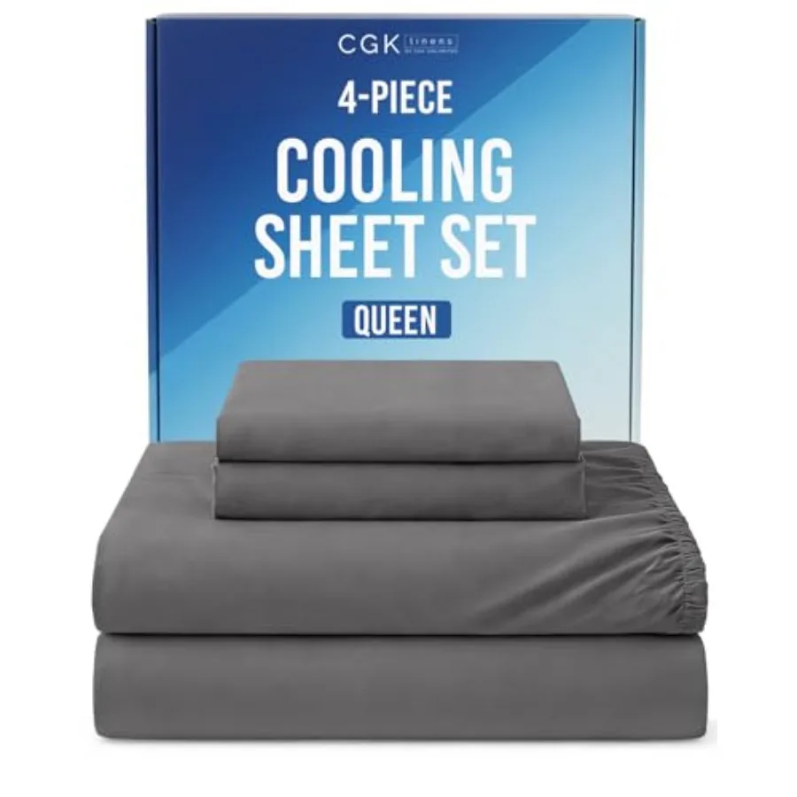 Cooling Sheets Set Size - 4 Pcs Summer Bed Sheets for Hot Sleepers and Night Sweats - Ultra Soft and Silky Smooth Cooling Bed S
Cooling Sheets Set Size - 4 Pcs Summer Bed Sheets for Hot Sleepers and Night Sweats - Ultra Soft and Silky Smooth Cooling Bed S