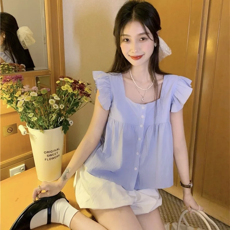 Summer Short Sleeve Floral Print Square Collar Shirt Korean Style Sweet And Spicy Wind Casual Loose Fit Women's Blouse
Summer Short Sleeve Floral Print Square Collar Shirt Korean Style Sweet And Spicy Wind Casual Loose Fit Women's Blouse