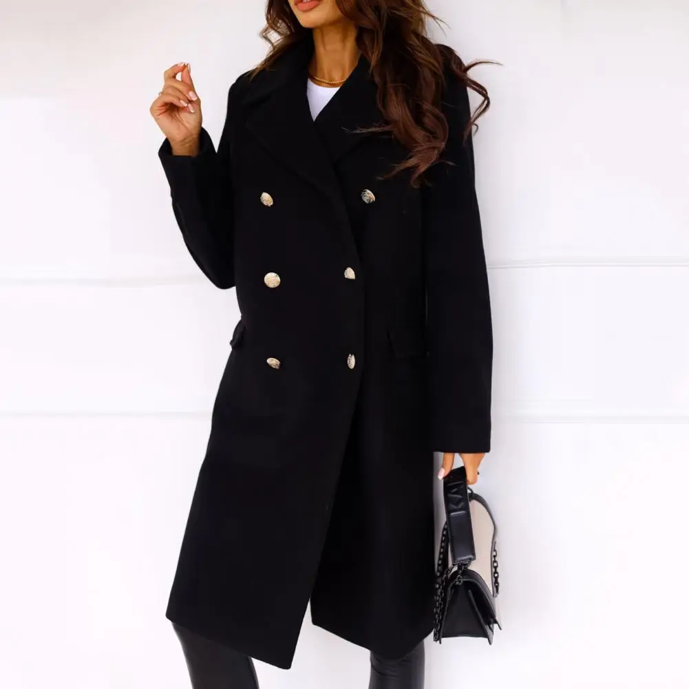 Women Winter Overcoat Turn-down Collar Pockets Double-breasted Cardigan Loose Fit Coat Thermal Long Sleeves Commuting Women Coat
Women Winter Overcoat Turn-down Collar Pockets Double-breasted Cardigan Loose Fit Coat Thermal Long Sleeves Commuting Women Coat