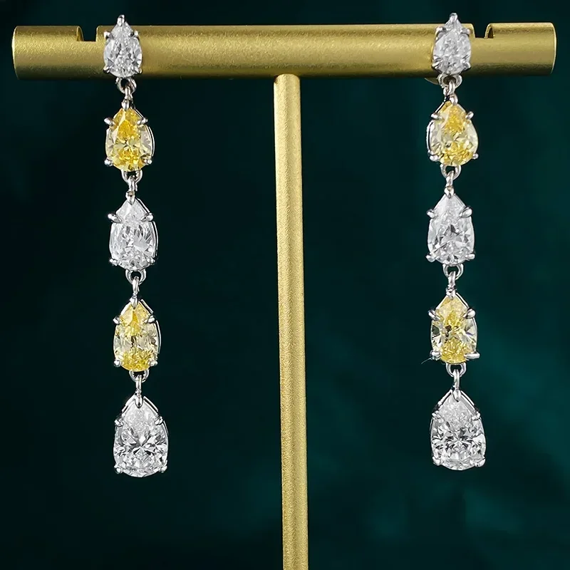 Shining U S925 Silver Pear Yellow High Carbon Daimond 6*9mm Drop Earrings for Women Fine Jewelry Party
Shining U S925 Silver Pear Yellow High Carbon Daimond 6*9mm Drop Earrings for Women Fine Jewelry Party