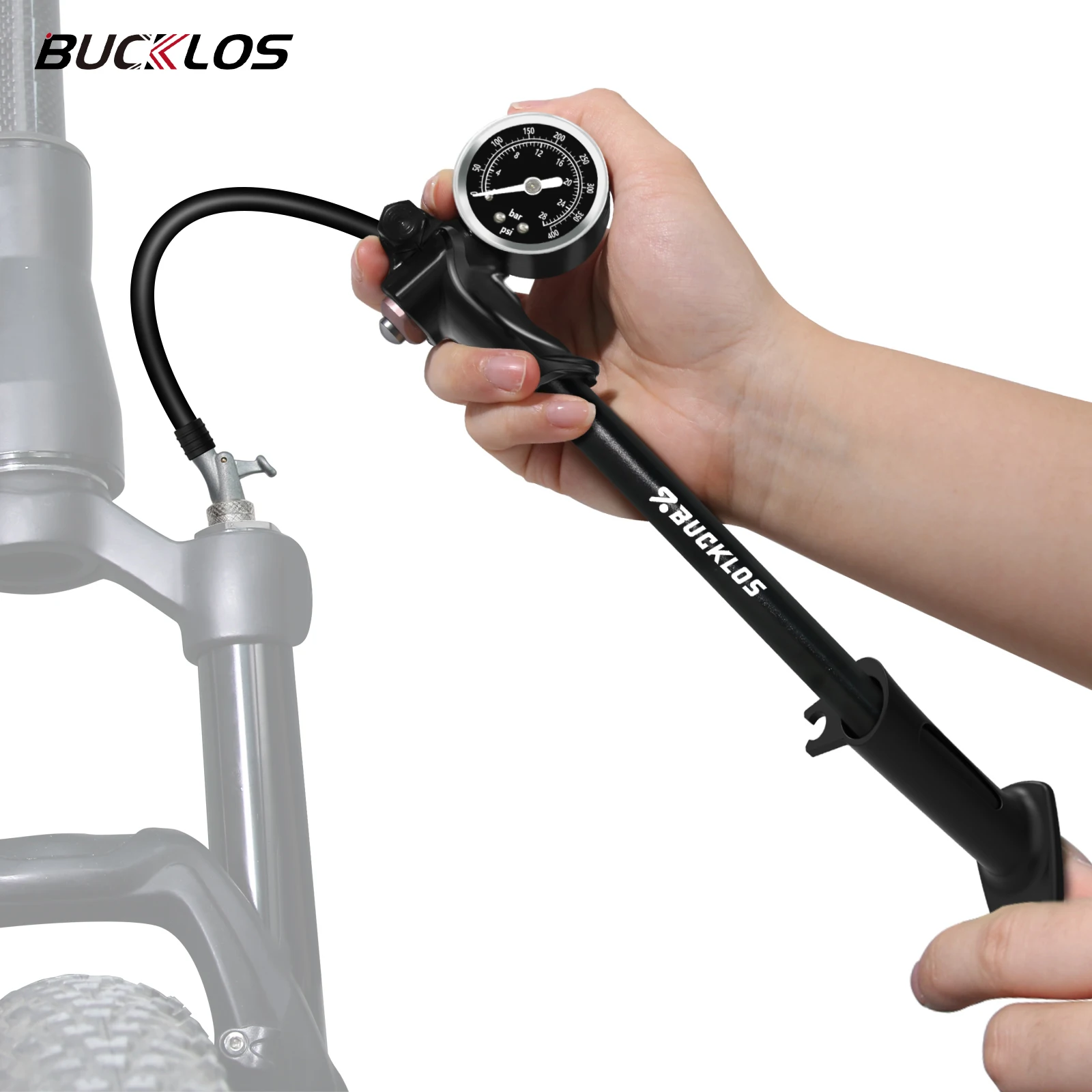 BUCKLOS 400PSI High-pressure Bicycle Pump for Fork Suspension Aluminum Alloy Bicycle Air Pump Flexible MTB Road Bike Parts
BUCKLOS 400PSI High-pressure Bicycle Pump for Fork Suspension Aluminum Alloy Bicycle Air Pump Flexible MTB Road Bike Parts