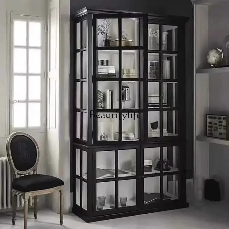 ld 30French solid wood retro glass double door side cabinet display American country oak
ld 30French solid wood retro glass double door side cabinet display American country oak