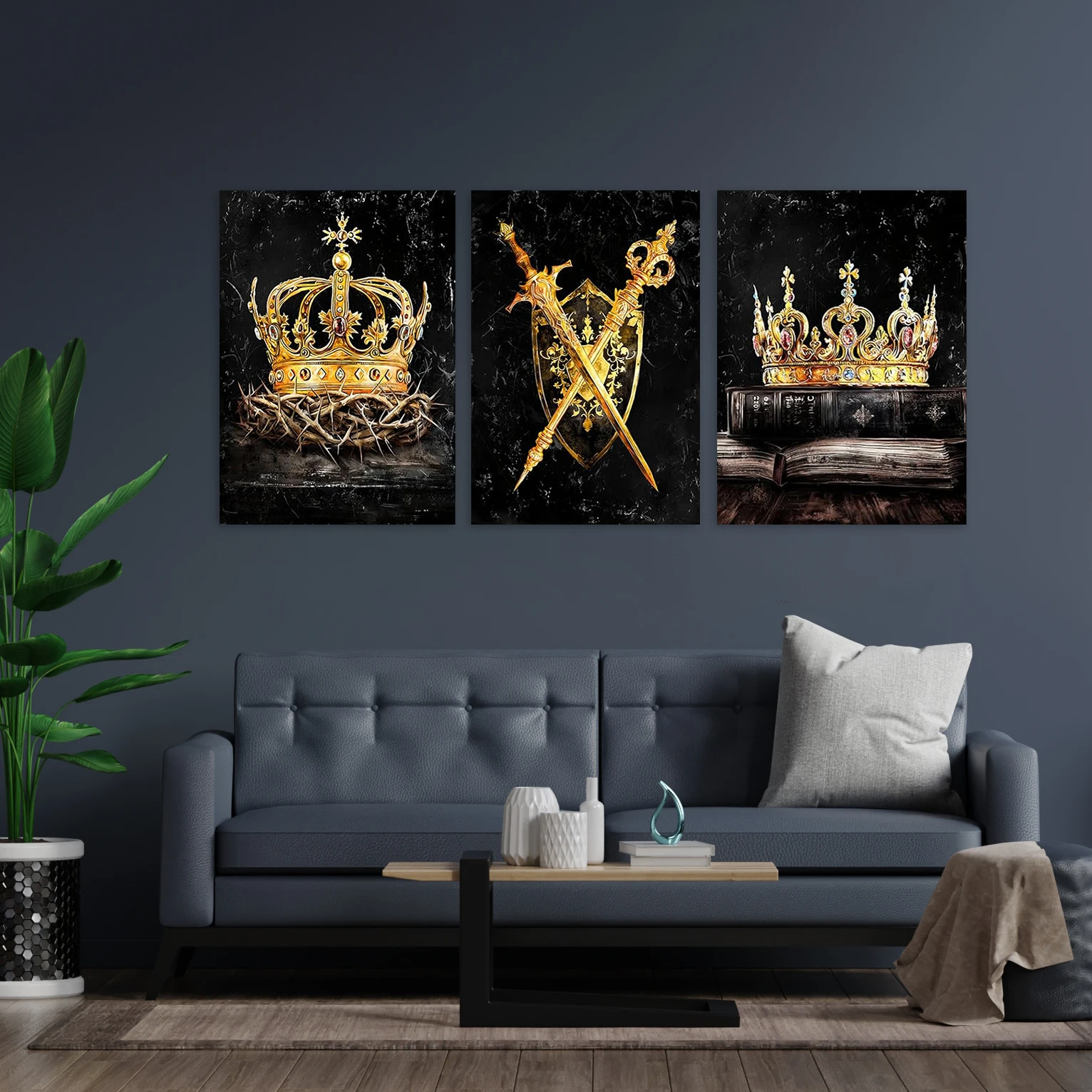 3 Pcs/Set King Queen Canvas Wall Art, Black and Gold Crown Canvas Painting, for Living Room Bedroom Home Decoration
3 Pcs/Set King Queen Canvas Wall Art, Black and Gold Crown Canvas Painting, for Living Room Bedroom Home Decoration