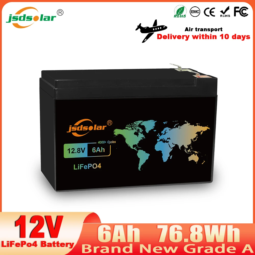 jsdsolar 12V 6Ah LiFePO4 Battery With BMS Rechargeable Lithium Iron Phosphate Battery for Emergency Light Lantern Kids Car
jsdsolar 12V 6Ah LiFePO4 Battery With BMS Rechargeable Lithium Iron Phosphate Battery for Emergency Light Lantern Kids Car