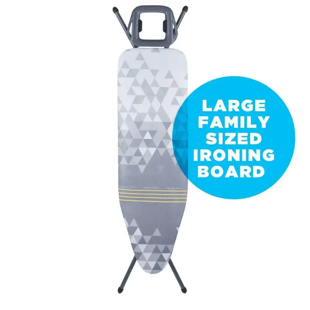 Family-Sized Ironing Board with PerlActive Technology Adjustable Height Steam Safe Rest Sturdy 4 Leg Design Fast Ironing Surface
Family-Sized Ironing Board with PerlActive Technology Adjustable Height Steam Safe Rest Sturdy 4 Leg Design Fast Ironing Surface