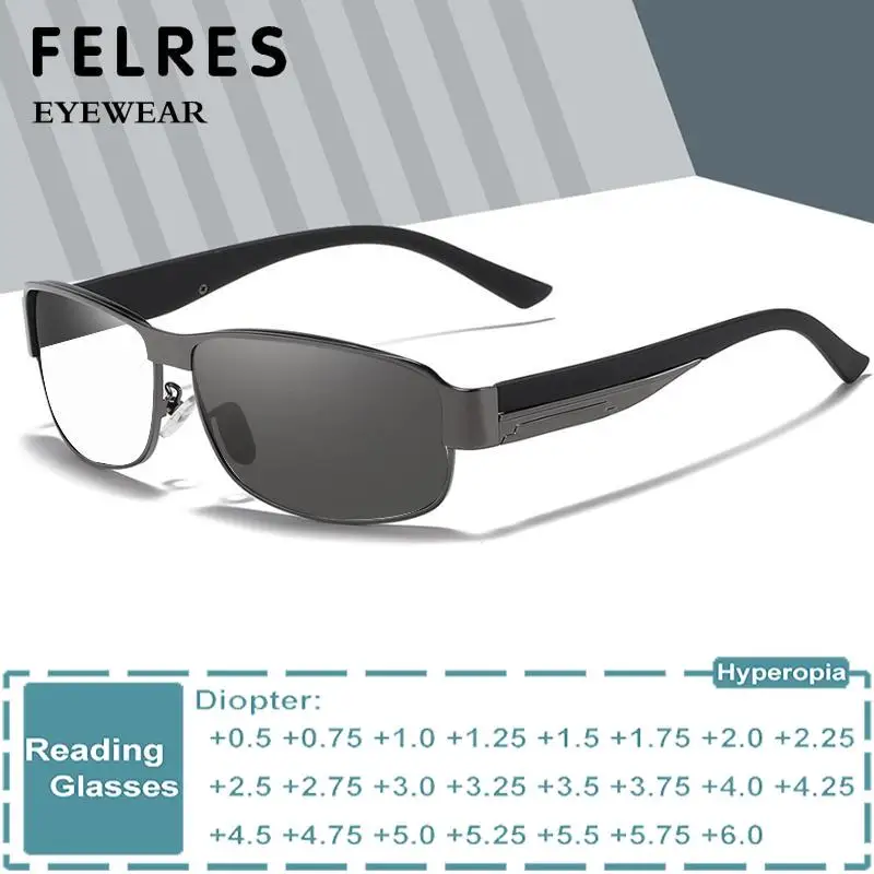 Rectangle Metal Photochromic Reading Glasses For Men Classic Optical Glasses Discolored Presbyopic Glasses Customized Diopter
Rectangle Metal Photochromic Reading Glasses For Men Classic Optical Glasses Discolored Presbyopic Glasses Customized Diopter