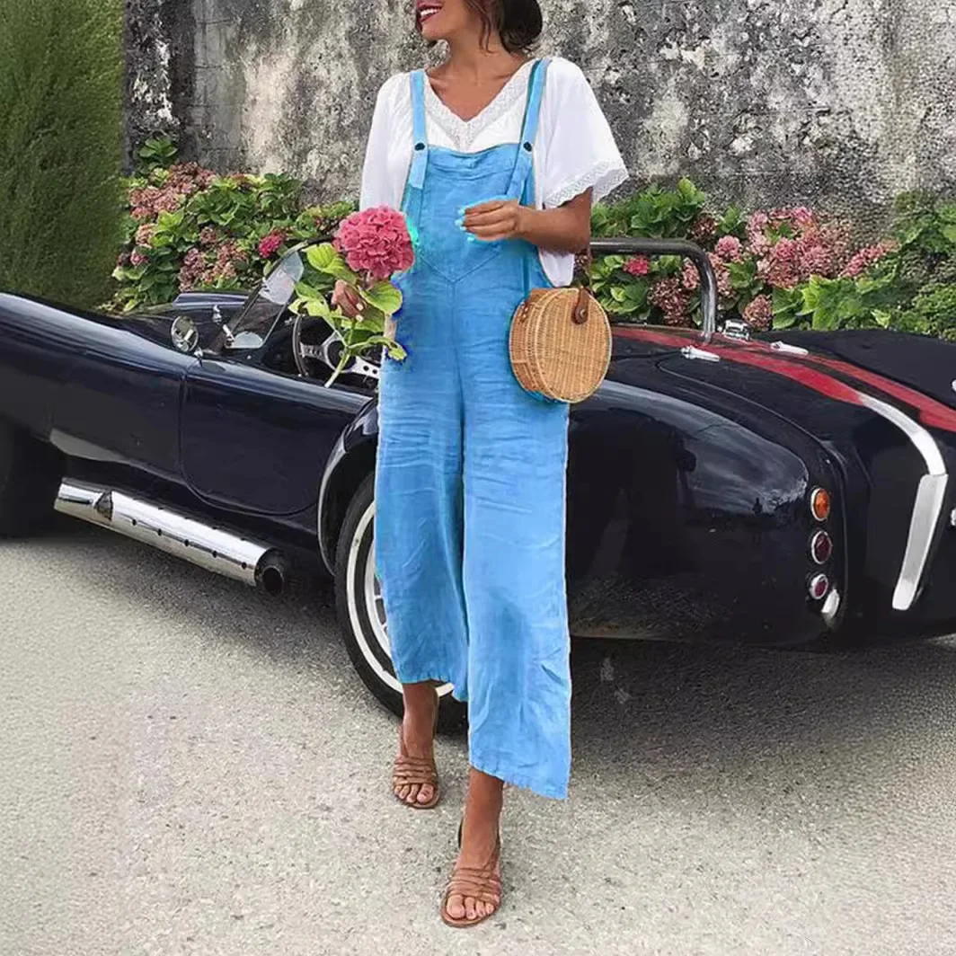 Women's Solid Color Cotton Linen Loose Fitting Straight Leg Casual High Waisted Shoulder Pants for Summer 2024
Women's Solid Color Cotton Linen Loose Fitting Straight Leg Casual High Waisted Shoulder Pants for Summer 2024