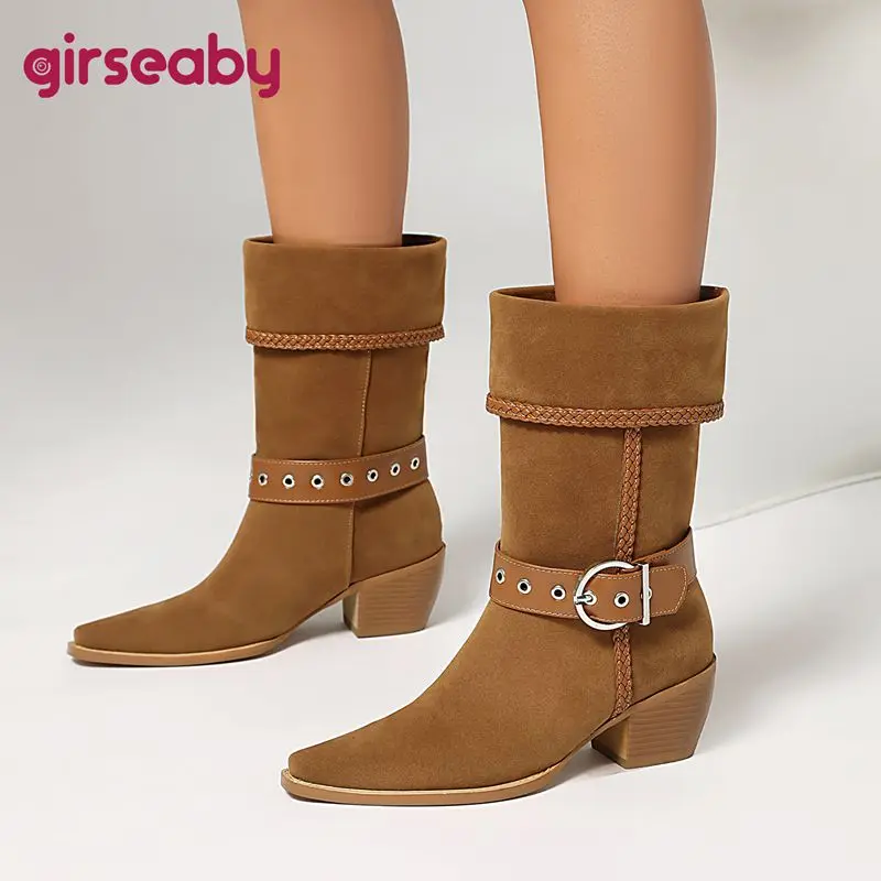 Girseaby, женские ботильоны до середины икры в стиле ретро, острый носок, толстый каблук, 5,8 см, без шнуровки, пряжка ремня, расширенный размер 413, черный повседневный стиль
Girseaby, женские ботильоны до середины икры в стиле ретро, острый носок, толстый каблук, 5,8 см, без шнуровки, пряжка ремня, расширенный размер 413, черный повседневный стиль