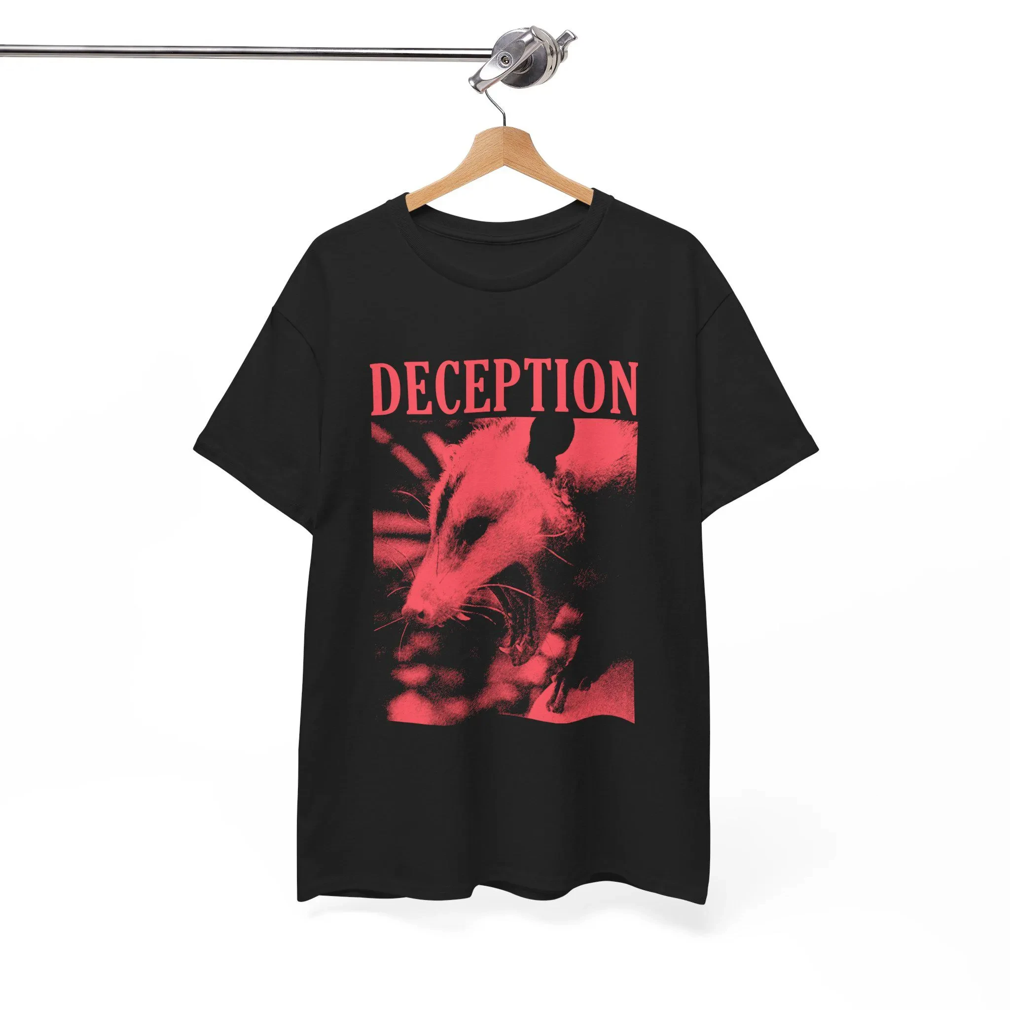 Deception Opossum T-Shirt Round Neck Fashionable Top Pattern Letter Print for Men and Women
Deception Opossum T-Shirt Round Neck Fashionable Top Pattern Letter Print for Men and Women