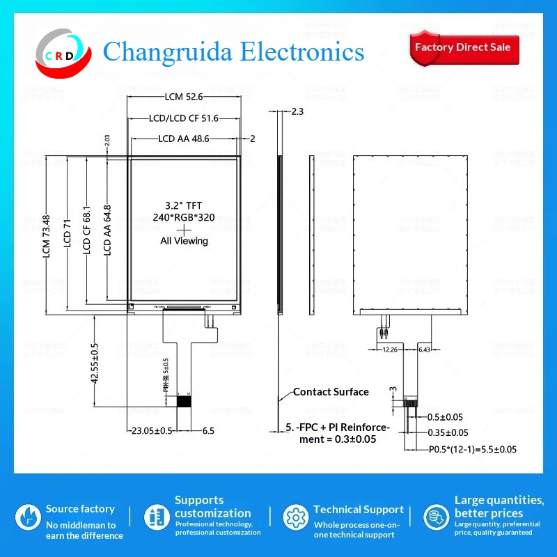 3.2-inch TFT LCD screen ST7789 small 240x320 display LCD color SPI naked
3.2-inch TFT LCD screen ST7789 small 240x320 display LCD color SPI naked