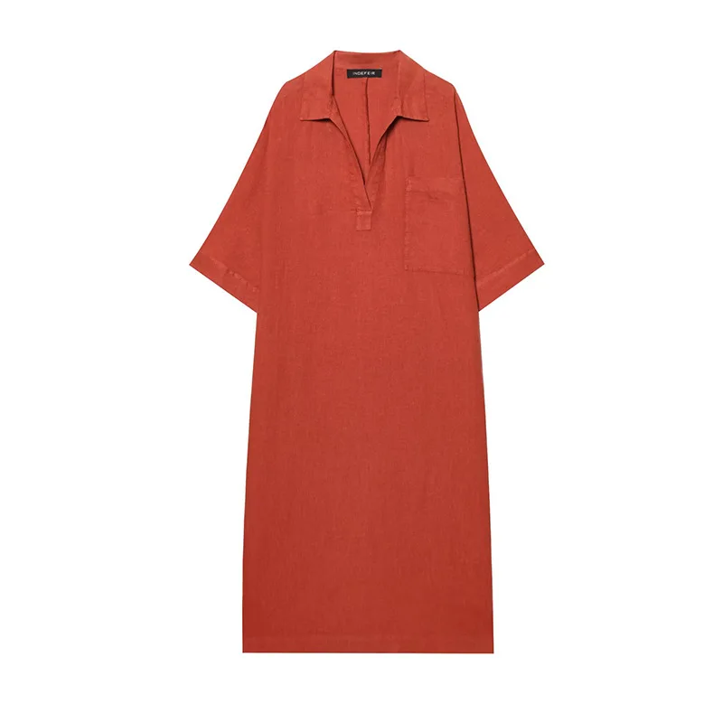 Casual Fashion Women's Red Solid Color V-Neck Dress Long Linen Straight Dress Fashion Summer Holiday Loose Robe Dress
Casual Fashion Women's Red Solid Color V-Neck Dress Long Linen Straight Dress Fashion Summer Holiday Loose Robe Dress