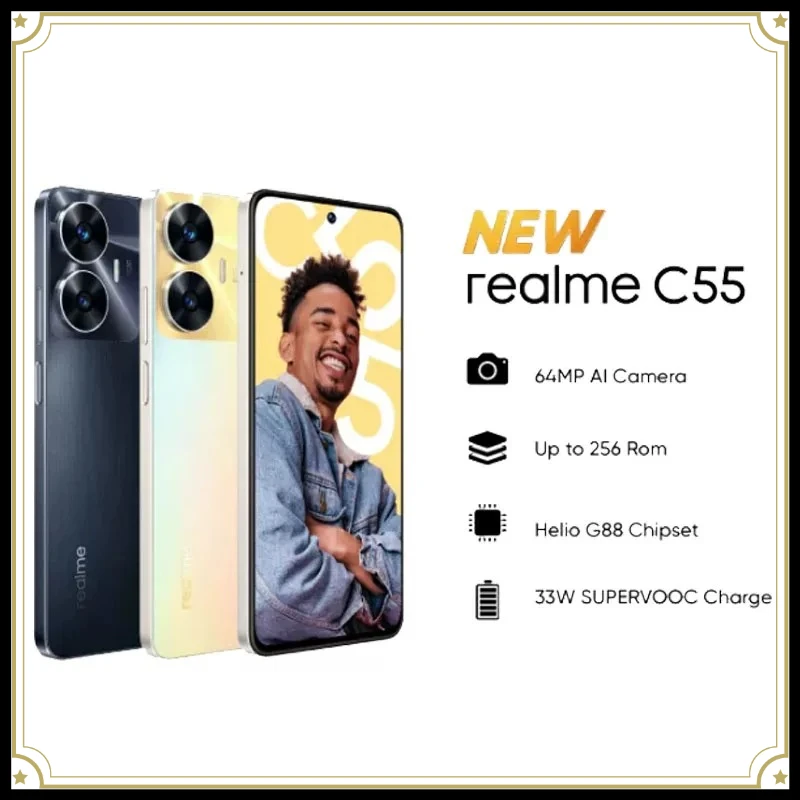 Realme C55 6.72" 90Hz FHD+ MediaTek Helio G88 64MP AI Camera 5000mAh 33W SUPERVOOC Mobile Phone Mobile Phones Smartphone
Realme C55 6.72" 90Hz FHD+ MediaTek Helio G88 64MP AI Camera 5000mAh 33W SUPERVOOC Mobile Phone Mobile Phones Smartphone