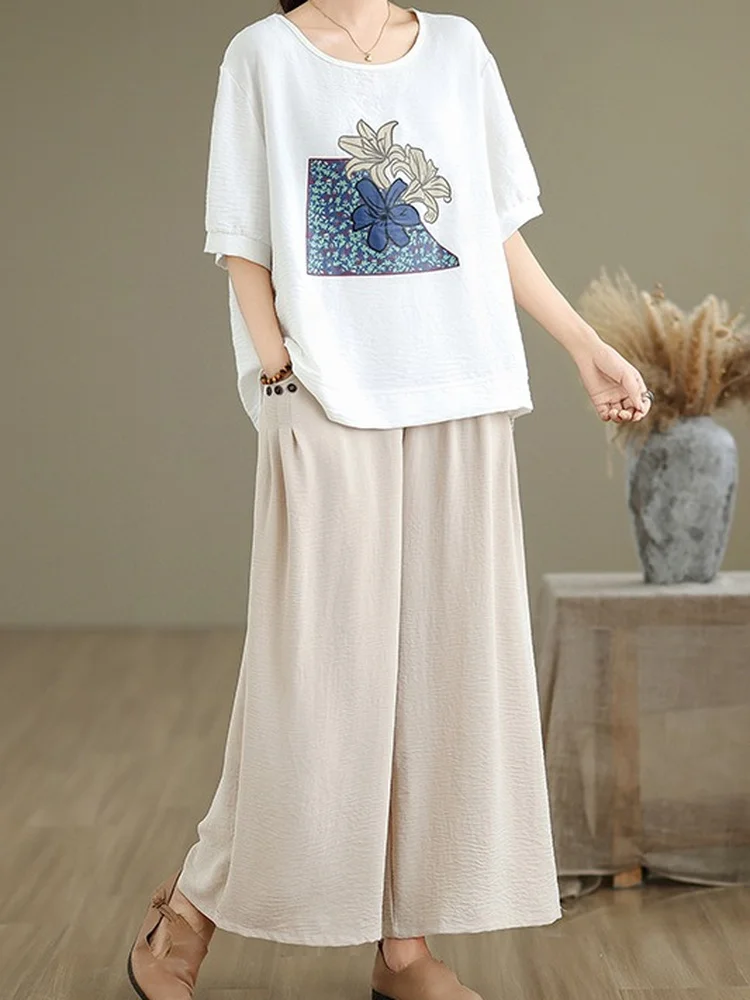 plus Size Women's Cotton Linen Short Sleeve Printed Loose T-Shirt And Wide Leg Pants Two Piece Set Comfortable Casual Summer ...
plus Size Women's Cotton Linen Short Sleeve Printed Loose T-Shirt And Wide Leg Pants Two Piece Set Comfortable Casual Summer ...