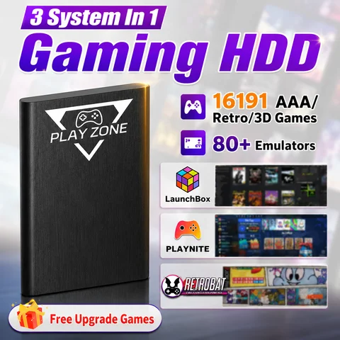 Play Zone 1T Retro Game HDD for Switch/PS5/Xbox/PS4/PS3/PS2/WIIU Emulator Console Launchbox&Retrobat&Playnite 16191 Games for PC