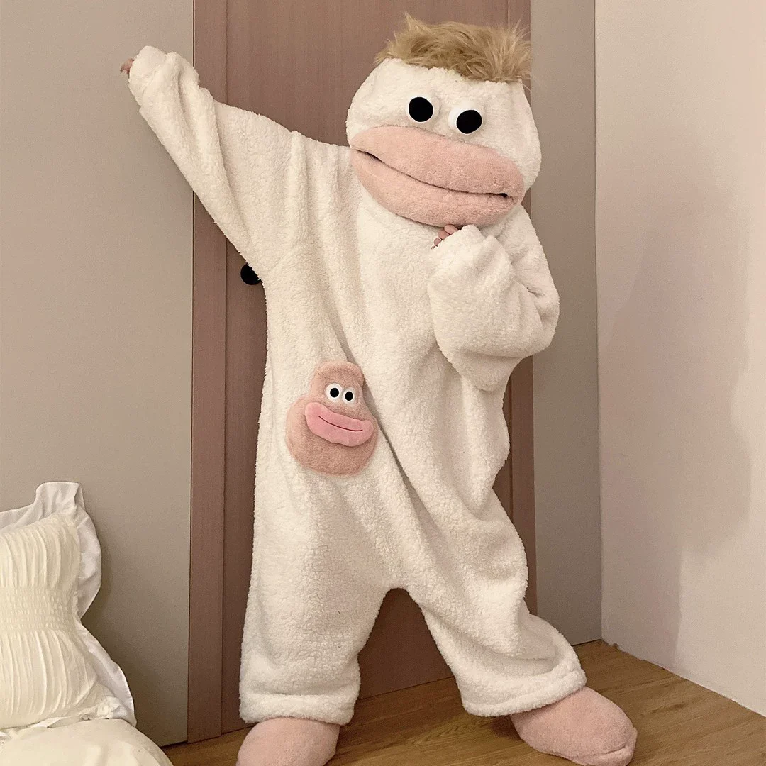 Couple Matching One Piece Coral Fleece Pajamas Hooded Cartoon Fish Mouth Onesie Warm Winter Sleepwear for Women Men
Couple Matching One Piece Coral Fleece Pajamas Hooded Cartoon Fish Mouth Onesie Warm Winter Sleepwear for Women Men