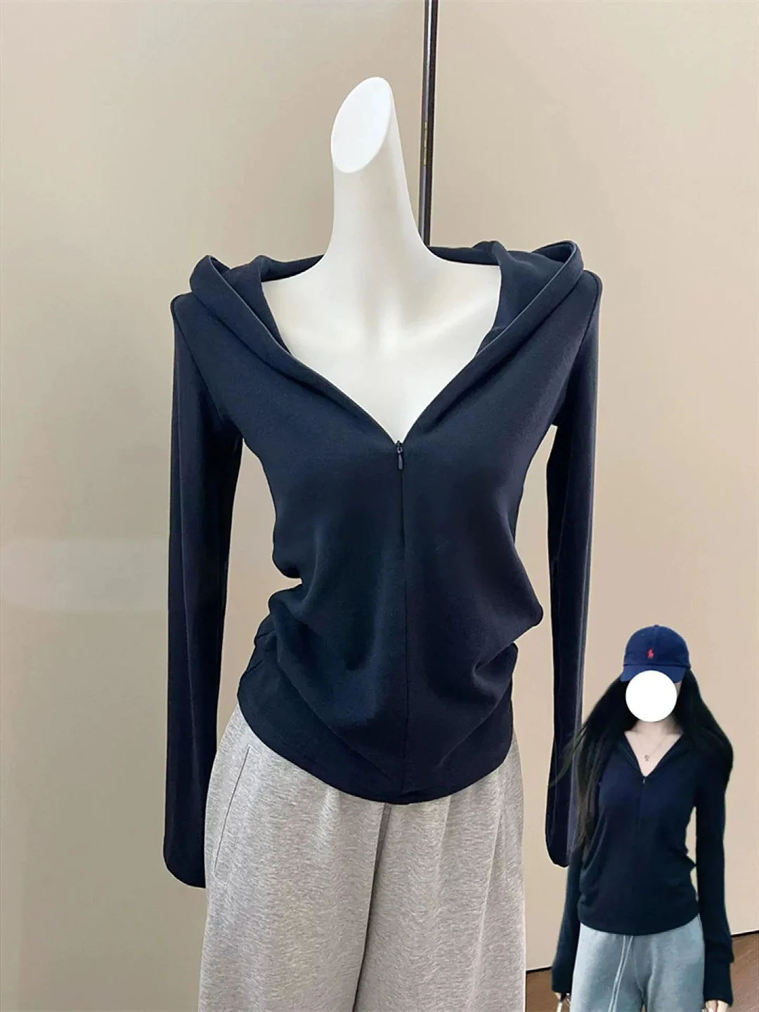 plus Size Korean Style Casual Hoodie Women's Autumn Winter Slim Fit Waist Cinched Zipper Jacket Trendy Outerwear in Dark Blue
plus Size Korean Style Casual Hoodie Women's Autumn Winter Slim Fit Waist Cinched Zipper Jacket Trendy Outerwear in Dark Blue