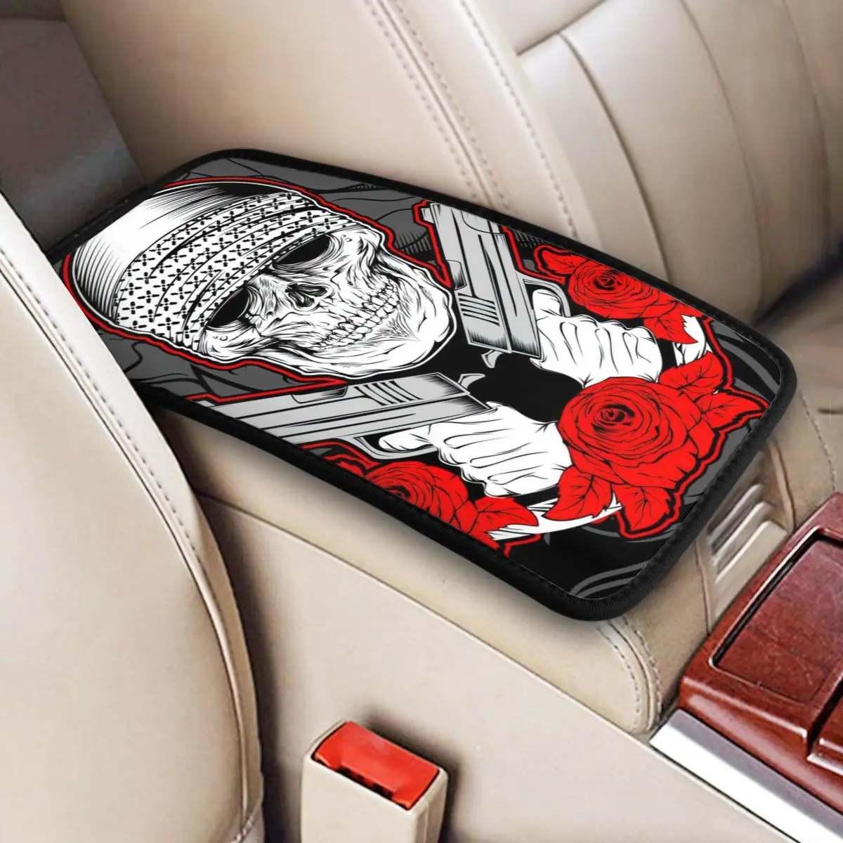 Skull Mafia,gengster Bandana With Gun An Roses Car Accessories Car Handrail Box Cushion Custom Print Non-slip Car Armrest Cover
Skull Mafia,gengster Bandana With Gun An Roses Car Accessories Car Handrail Box Cushion Custom Print Non-slip Car Armrest Cover