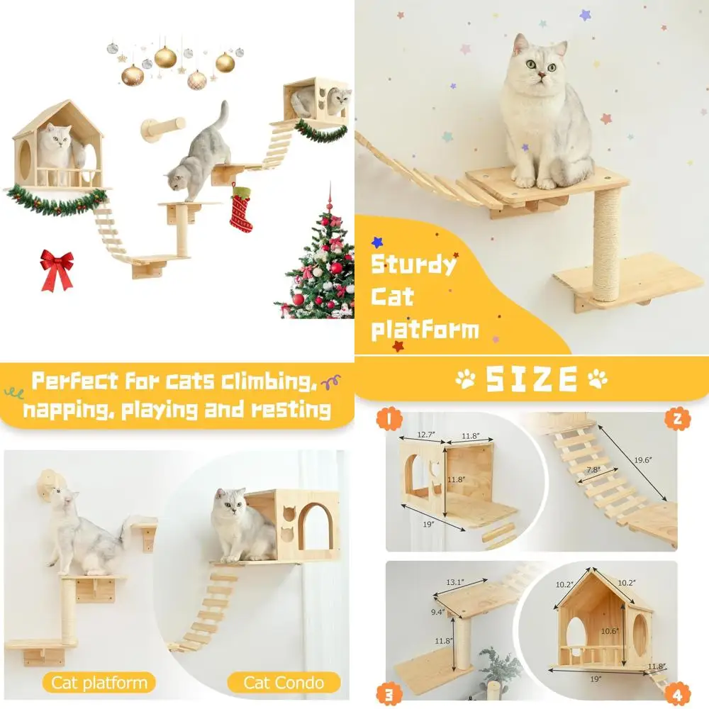 Набор из 9 настенных полок для кошек с 2 деревянными домиками, большой центр активности для лазания и когтеточки
Набор из 9 настенных полок для кошек с 2 деревянными домиками, большой центр активности для лазания и когтеточки