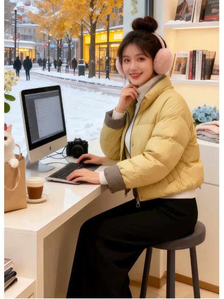 Sli Thiened down Cotton Jaet Women's Winter Faion Color Blo ort Coat Korean Sle Loose Fit Pure Color
Sli Thiened down Cotton Jaet Women's Winter Faion Color Blo ort Coat Korean Sle Loose Fit Pure Color