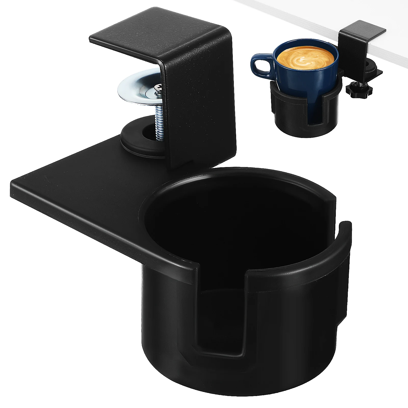 Rotating Table Cup Holder Black Clip Desk Drinks Holder Portable Cups Adjustable 180 Degree Workspace Utilization Universal Fit
Rotating Table Cup Holder Black Clip Desk Drinks Holder Portable Cups Adjustable 180 Degree Workspace Utilization Universal Fit