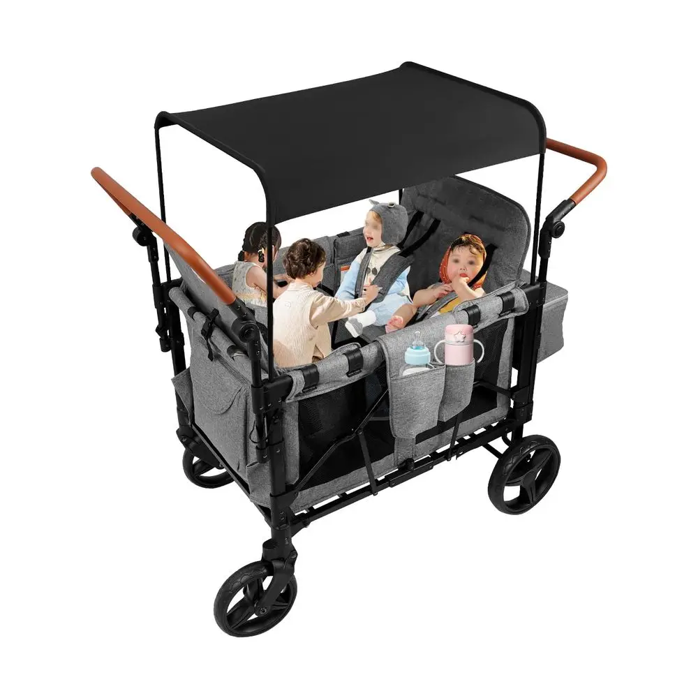 Kids Wagon Stroller, All Terrain Wagon Cart with Removable Canopy Double Push Bar Foldable Kids Stroller with Portable Adjustab
Kids Wagon Stroller, All Terrain Wagon Cart with Removable Canopy Double Push Bar Foldable Kids Stroller with Portable Adjustab