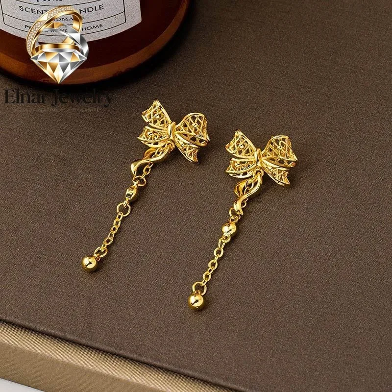 Elnar Jewelry Luxury 24K 9999 Pure Gold real gold Women's Hollow Bow Tassel Earrings
Elnar Jewelry Luxury 24K 9999 Pure Gold real gold Women's Hollow Bow Tassel Earrings