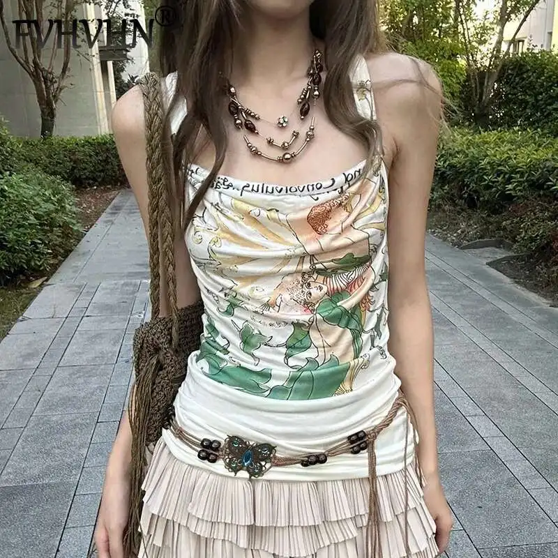 FVHVHN Fashion Women's Flower Printed Contrast Color Tank Tops Versatile Backless Outwear Camisole Vest Female Trendy 1A36
FVHVHN Fashion Women's Flower Printed Contrast Color Tank Tops Versatile Backless Outwear Camisole Vest Female Trendy 1A36