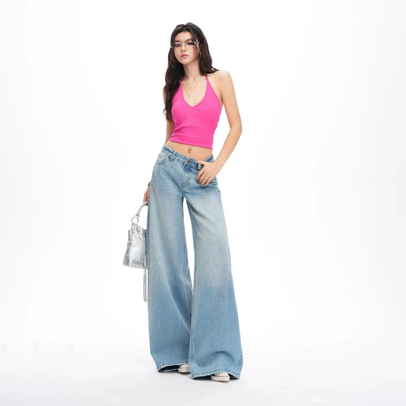 Women's Light Green Vintage Washed Mid Waist Oversized Loose Ripped Denim Floor-Length Jeans
Women's Light Green Vintage Washed Mid Waist Oversized Loose Ripped Denim Floor-Length Jeans
