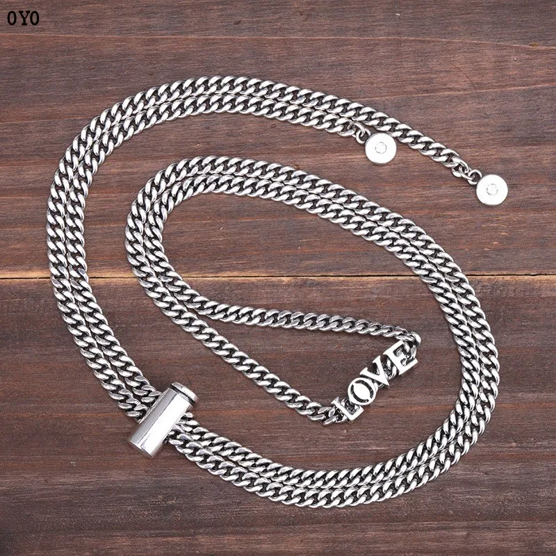 925 Sterling Silver retro personality stylish men simple temperament sweater chain love necklace female adjustable pull type Kor
925 Sterling Silver retro personality stylish men simple temperament sweater chain love necklace female adjustable pull type Kor