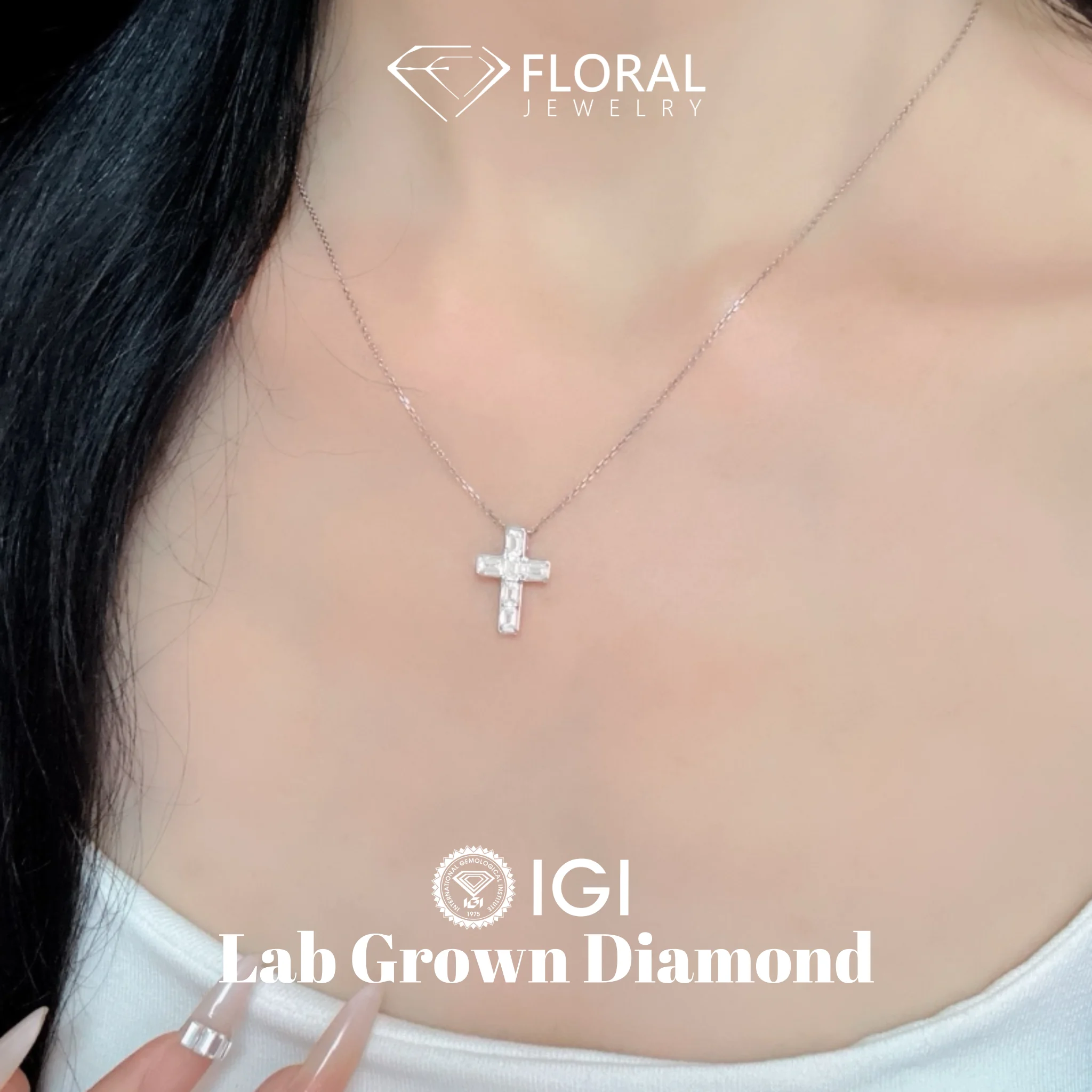 CVD HPHT IGI Lab Grown Diamond Emerald cut Customized Cross Necklace 14k 18k White Gold PT 950 Diamond Pendant for Woman Store
CVD HPHT IGI Lab Grown Diamond Emerald cut Customized Cross Necklace 14k 18k White Gold PT 950 Diamond Pendant for Woman Store