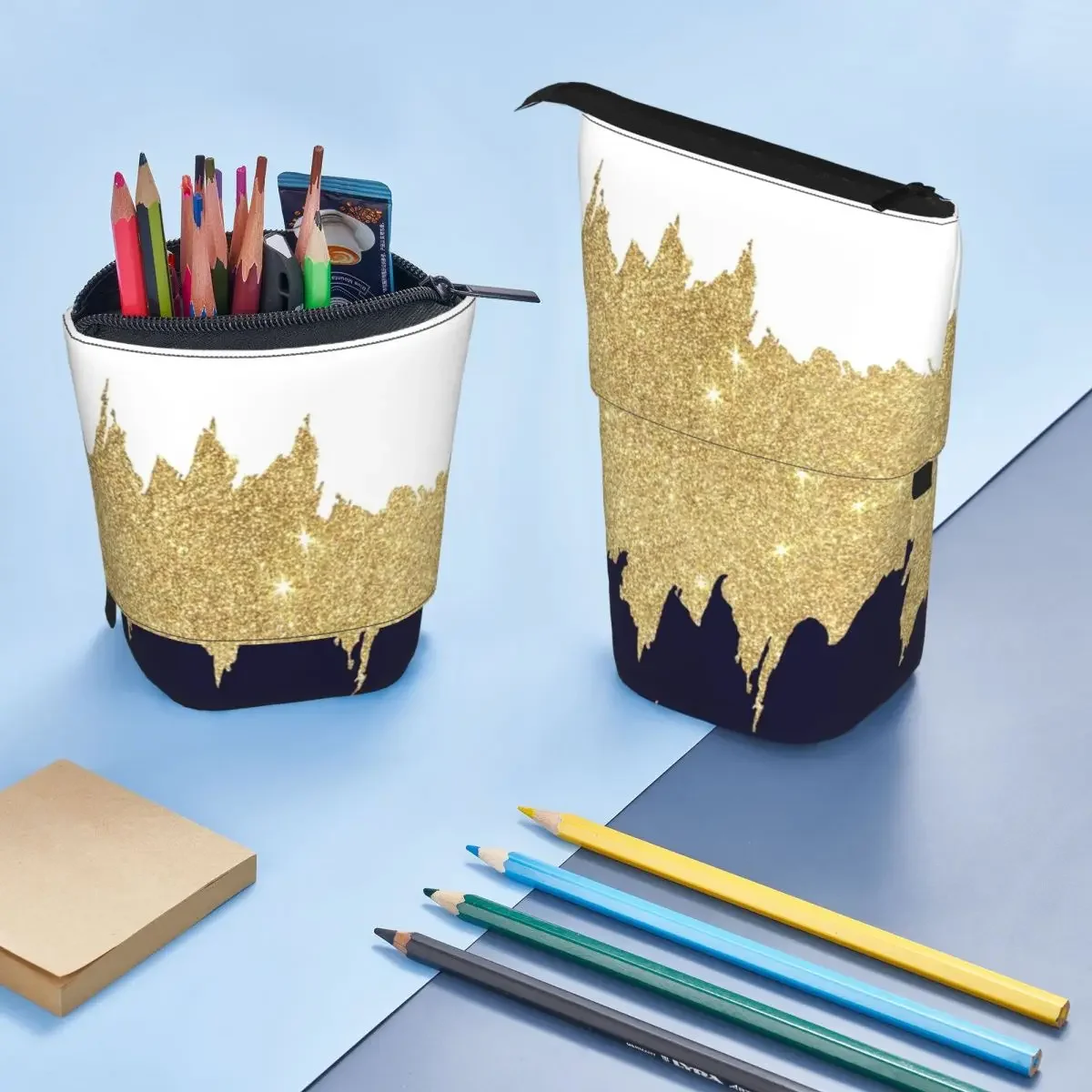 Black And Gold Glitter Pattern Reversible Pencil Case for Boy Girl Gifts Pen Box Pencil Bag Stationery Supplies Pen Holder Bag
Black And Gold Glitter Pattern Reversible Pencil Case for Boy Girl Gifts Pen Box Pencil Bag Stationery Supplies Pen Holder Bag