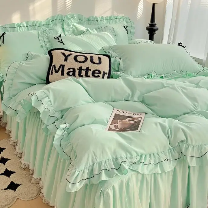Princess style lace bed skirt four piece set internet famous girl heart lotus leaf lace duvet cover bed sheet
Princess style lace bed skirt four piece set internet famous girl heart lotus leaf lace duvet cover bed sheet